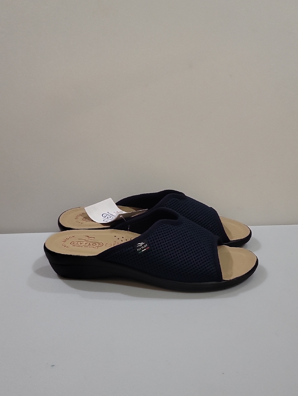 NWT FlyFlot Navy Open-Toe Comfort Slides for Women US 8